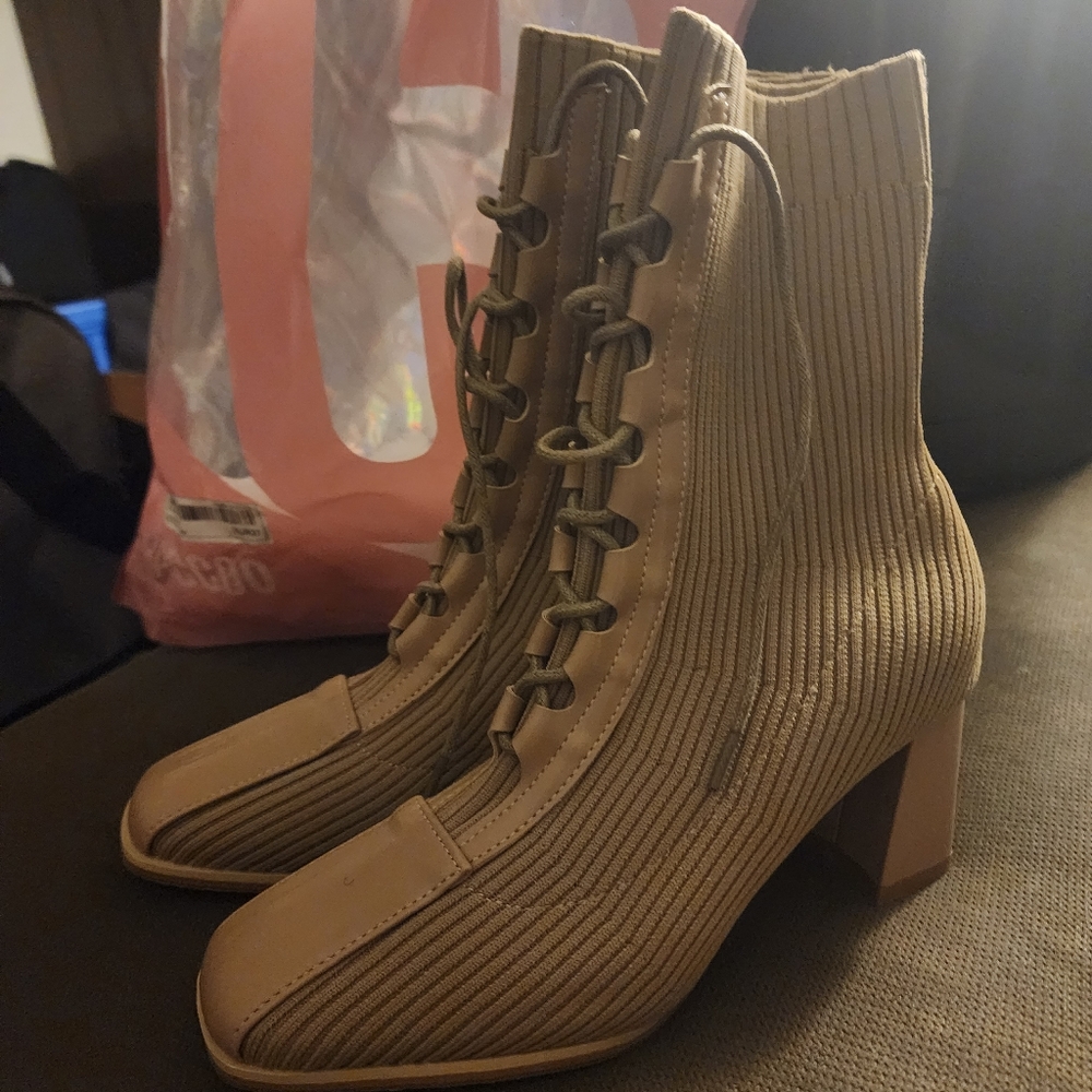 Women sock heel bootie heel so fabulous